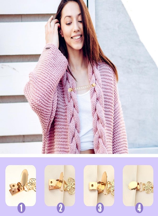 Tucnoeu 4pcs Pearl Dress Clips 4 Style Back Cinch Clips Set Vintage Sweater Pearl Brooch Dress Shirt Ties for Women Sweater Cardigan - Image 4